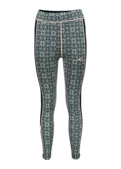 KARI TRAA Wełniane legginsy termiczne &quot;Rose&quot; w kolorze czarno-zielono-jasnoróżowym ze sklepu Limango Polska w kategorii Spodnie damskie - zdjęcie 173764455
