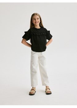 Reserved - T-shirt z falbaną - czarny ze sklepu Reserved w kategorii Bluzki dziewczęce - zdjęcie 173765929
