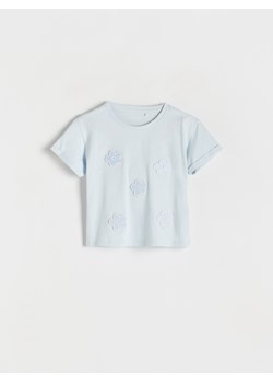 Reserved - T-shirt z aplikacją w kwiaty - jasnoturkusowy ze sklepu Reserved w kategorii Koszulki niemowlęce - zdjęcie 173765978