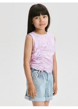 Reserved - Jeansowe spodenki z efektem sprania - niebieski ze sklepu Reserved w kategorii Spodenki dziewczęce - zdjęcie 173766009