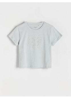 Reserved - T-shirt z aplikacją - jasnoszary ze sklepu Reserved w kategorii Bluzki dziewczęce - zdjęcie 173767527