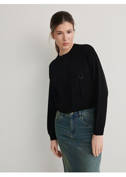 Reserved - Rozpinana bluza z kieszeniami - czarny ze sklepu Reserved w kategorii Bluzy damskie - zdjęcie 173767647