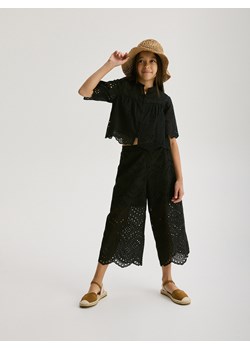 Reserved - Kroszetowe spodnie - czarny ze sklepu Reserved w kategorii Spodnie dziewczęce - zdjęcie 173768196