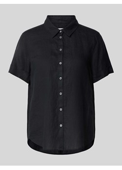 Bluzka lniana z wykładanym kołnierzem ze sklepu Peek&Cloppenburg  w kategorii Koszule damskie - zdjęcie 173769715