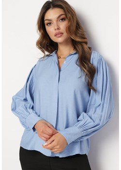 Niebieska Koszula z Plisowanymi Rękawami Pascala ze sklepu Born2be Odzież w kategorii Koszule damskie - zdjęcie 173769776