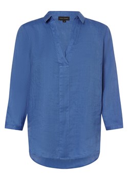 Franco Callegari Damska bluzka lniana Kobiety len błękit królewski jednolity ze sklepu vangraaf w kategorii Bluzki damskie - zdjęcie 173770658