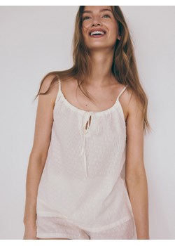 Reserved - Dwuczęściowa piżama z bawełny - złamana biel ze sklepu Reserved w kategorii Piżamy damskie - zdjęcie 173771667