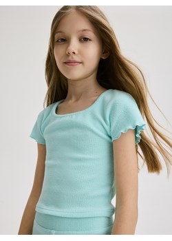 Reserved - Top z prążkowanego materiału - turkusowy ze sklepu Reserved w kategorii Bluzki dziewczęce - zdjęcie 173771877