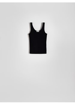 Reserved - Prążkowany top z wiskozy - czarny ze sklepu Reserved w kategorii Bluzki damskie - zdjęcie 173771898