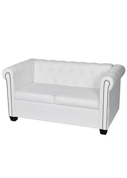 2-osobowa biała sofa w stylu Chesterfield - Xavier 2Q ze sklepu Edinos.pl w kategorii Sofy i kanapy - zdjęcie 173772636