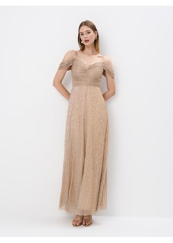 Mohito - Beżowa sukienka maxi z metalizowaną nitką - złoty ze sklepu Mohito w kategorii Sukienki - zdjęcie 173774099