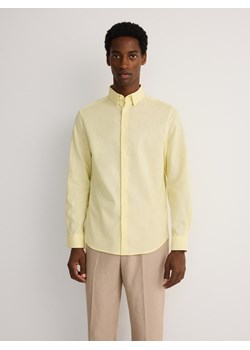 Reserved - Koszula regular fit z lnem - żółty ze sklepu Reserved w kategorii Koszule męskie - zdjęcie 173774446