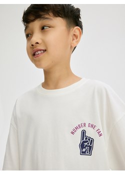 Reserved - T-shirt oversize z nadrukiem - złamana biel ze sklepu Reserved w kategorii T-shirty chłopięce - zdjęcie 173774695