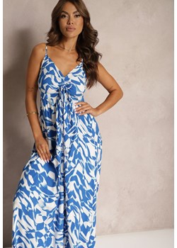 Niebieska Wiskozowa Sukienka na Ramiączkach o Taliowanym Kroju Athelea ze sklepu Renee odzież w kategorii Sukienki - zdjęcie 173776069