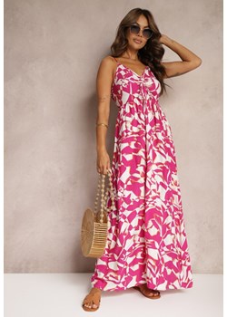 Różowo-Biała Wiskozowa Sukienka na Ramiączkach o Taliowanym Kroju Athelea ze sklepu Renee odzież w kategorii Sukienki - zdjęcie 173776079