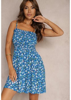 Niebieska Sukienka z Bawełny na Ramiączkach z Gumką w Pasie Vimalora ze sklepu Renee odzież w kategorii Sukienki - zdjęcie 173776359
