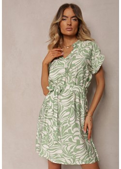 Zielona Pudełkowa Sukienka z Paskiem w Talii Nasilia ze sklepu Renee odzież w kategorii Sukienki - zdjęcie 173776429