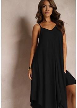 Czarna Asymetryczna Sukienka z Bawełny na Regulowanych Ramiączkach Kemorea ze sklepu Renee odzież w kategorii Sukienki - zdjęcie 173777375