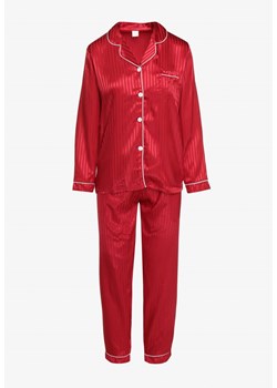Bordowy Komplet Piżamowy Góra o Koszulowym Kroju z Guzikami Spodnie z Gumką w Talii Rivanias ze sklepu Renee odzież w kategorii Piżamy damskie - zdjęcie 173777516