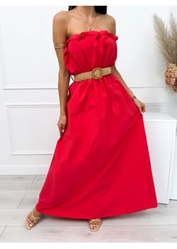 Czerwona Sukienka Maxi z Paskiem ze sklepu ModnaKiecka.pl w kategorii Sukienki - zdjęcie 173778799