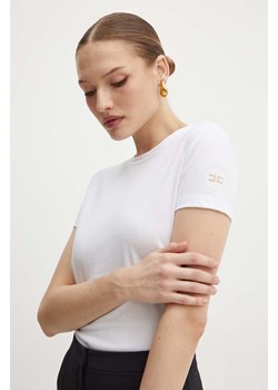 Elisabetta Franchi t-shirt bawełniany damski kolor biały MA00546E2 ze sklepu ANSWEAR.com w kategorii Bluzki damskie - zdjęcie 173779428