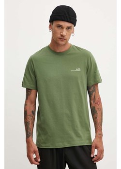 A.P.C. t-shirt bawełniany item męski kolor zielony z nadrukiem COFBT-H26904 ze sklepu ANSWEAR.com w kategorii T-shirty męskie - zdjęcie 173779527