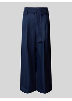 Spodnie o kroju regular fit z wiązanym paskiem ze sklepu Peek&Cloppenburg  w kategorii Spodnie damskie - zdjęcie 173780248