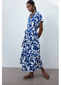 H & M - Sukienka oversize z wiązanym paskiem - Niebieski ze sklepu H&M w kategorii Sukienki - zdjęcie 173780596