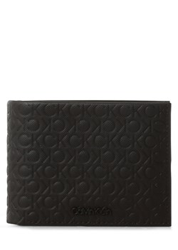 Calvin Klein Skórzany portfel męski Mężczyźni skóra czarny wypukły wzór tkaniny ze sklepu vangraaf w kategorii Portfele męskie - zdjęcie 173782406