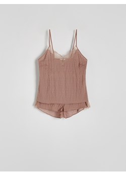 Reserved - Dwuczęściowa piżama - brązowy ze sklepu Reserved w kategorii Piżamy damskie - zdjęcie 173783639