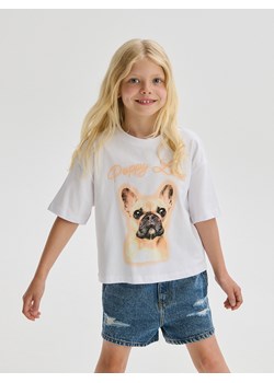 Reserved - T-shirt z nadrukiem - biały ze sklepu Reserved w kategorii Bluzki dziewczęce - zdjęcie 173783837