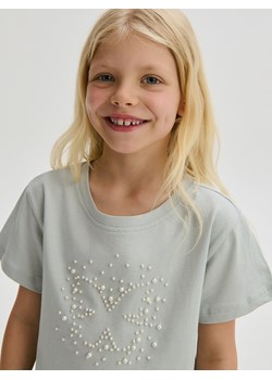 Reserved - T-shirt z aplikacją - jasnoszary ze sklepu Reserved w kategorii Bluzki dziewczęce - zdjęcie 173783848