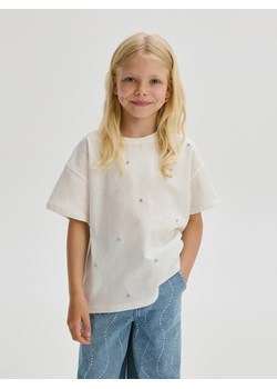 Reserved - T-shirt z aplikacją - biały ze sklepu Reserved w kategorii Bluzki dziewczęce - zdjęcie 173783928