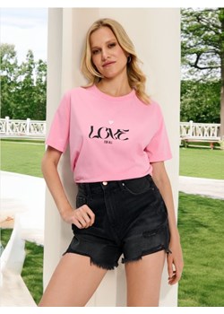 Sinsay - Koszulka z nadrukiem - różowy ze sklepu Sinsay w kategorii Bluzki damskie - zdjęcie 173784747