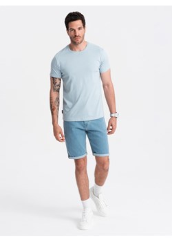 T-shirt męski klasyczny bawełniany BASIC - jasnoniebieski V19 OM-TSBS-0146 ze sklepu ombre w kategorii T-shirty męskie - zdjęcie 173785136