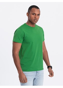 T-shirt męski klasyczny bawełniany BASIC - zielony V20 OM-TSBS-0146 ze sklepu ombre w kategorii T-shirty męskie - zdjęcie 173785149