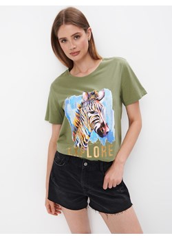 Mohito - Koszulka z nadrukiem - zielony ze sklepu Mohito w kategorii Bluzki damskie - zdjęcie 173785208