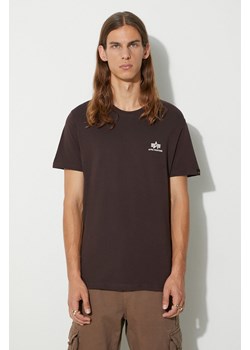 Alpha Industries t-shirt bawełniany Basic T Small Logo kolor brązowy gładki 188505.696 ze sklepu PRM w kategorii T-shirty męskie - zdjęcie 173786609