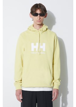 Helly Hansen bluza bawełniana HH LOGO HOODIE męska kolor żółty z kapturem z aplikacją 33977 ze sklepu PRM w kategorii Bluzy męskie - zdjęcie 173786615