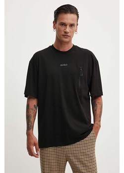 HUGO t-shirt bawełniany męski kolor czarny gładki 50516681 ze sklepu ANSWEAR.com w kategorii T-shirty męskie - zdjęcie 173788148