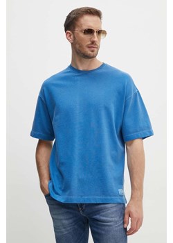 United Colors of Benetton t-shirt bawełniany męski kolor niebieski gładki ze sklepu ANSWEAR.com w kategorii T-shirty męskie - zdjęcie 173788259