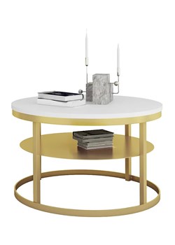 Dwupoziomowy stolik kawowy złoty + biały - Robini 3X ze sklepu Edinos.pl w kategorii Stoliki kawowe - zdjęcie 173789218
