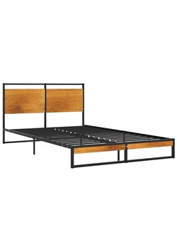 Czarne metalowe łóżko małżeńskie w stylu loft 140x200 cm - Zana ze sklepu Edinos.pl w kategorii Łóżka i materace - zdjęcie 173789339