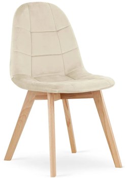 Beżowe krzesło drewniane tapicerowane - Kiraz 3X ze sklepu Edinos.pl w kategorii Krzesła - zdjęcie 173789356