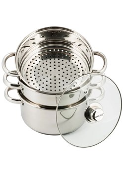 Stalowe garnki do gotowania na parze 22cm R7-L12 ze sklepu Edinos.pl w kategorii Garnki - zdjęcie 173789405