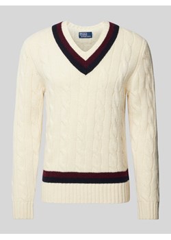 Sweter z dzianiny z wzorem warkocza ze sklepu Peek&Cloppenburg  w kategorii Swetry męskie - zdjęcie 173789708