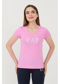 EA7 Różowy t-shirt, Wybierz rozmiar L ze sklepu outfit.pl w kategorii Bluzki damskie - zdjęcie 173791636