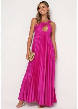 Fioletowa Plisowana Sukienka na Jedno Ramię z Gumką w Pasie Elasha ze sklepu Born2be Odzież w kategorii Sukienki - zdjęcie 173792978