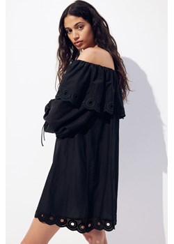 H & M - Bawełniana sukienka z odkrytymi ramionami - Czarny ze sklepu H&M w kategorii Sukienki - zdjęcie 173793418
