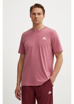 adidas t-shirt bawełniany Essentials męski kolor różowy gładki IX0120 ze sklepu ANSWEAR.com w kategorii T-shirty męskie - zdjęcie 173795387